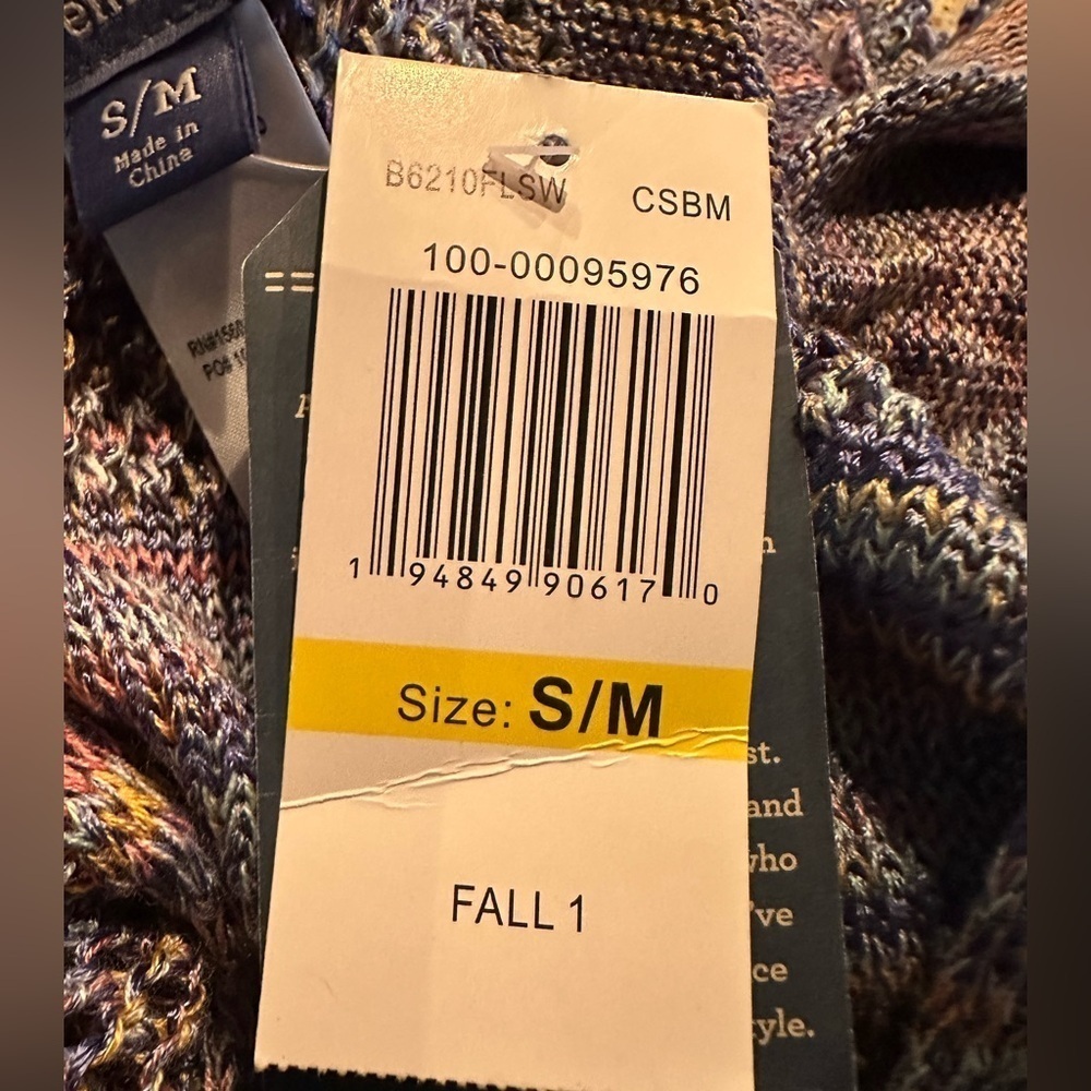 Democracy V-Neck Regular Size S/M Sweater Women's Multicolor Crochet Trim, NEW - Picture 7 of 14